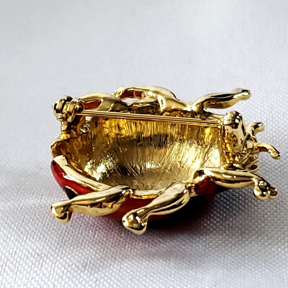 VTG Giovanni Ladybug Brooch Pin Gold-Tone Red & Black Enamel 1.25 Inches - Picture 3 of 12